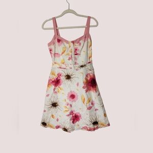 Floral Ann Taylor Pink/White Floral Dress Size 6 Petite Sundress